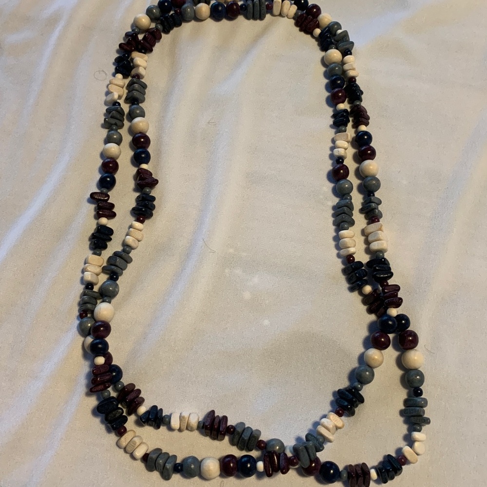 Wood beaded necklace.